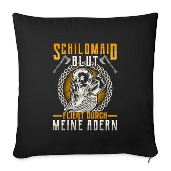 Wikinger Schildmaid durch die Adern - Sofakissenbezug 45 x 45 cm - Schwarz - Vorne