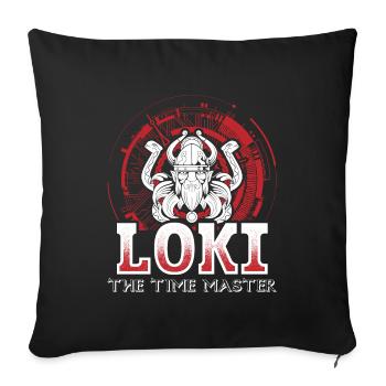 Wikinger Loki the time master nordische Gott - Sofakissenbezug 45 x 45 cm - Schwarz - Vorne