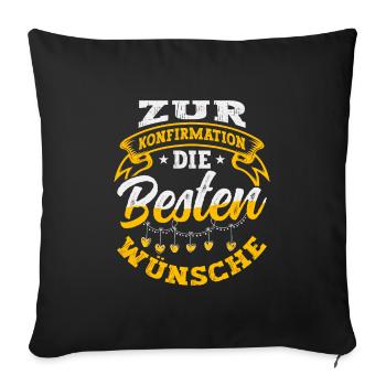 Konfirmation die Besten Wünsche Konfirmand - Sofakissenbezug 45 x 45 cm - Schwarz - Vorne