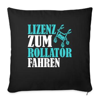 Rentner Rollator fahren Rente - Sofakissenbezug 45 x 45 cm - Schwarz - Vorne
