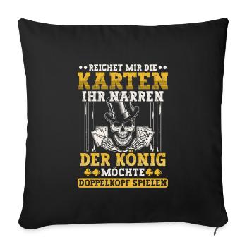 Doppelkopf reichet mir die Karten Kartenspiel - Sofakissenbezug 45 x 45 cm - Schwarz - Vorne