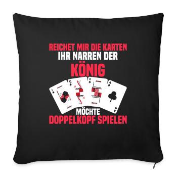 Doppelkopf reichet mir die Karten Kartenspiel - Sofakissenbezug 45 x 45 cm - Schwarz - Vorne