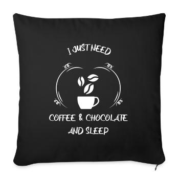 Café, expresso, café et chocolat - Housse de coussin décorative 45 x 45 cm - noir - Devant