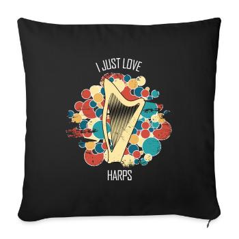 Harp Gift Musical Instrument Musician Plucking - Sofa pillowcase 17,3'' x 17,3'' (45 x 45 cm) - black - Front