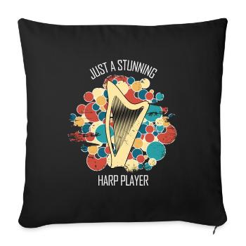 Harp Gift Musical Instrument Musician Plucking - Sofa pillowcase 17,3'' x 17,3'' (45 x 45 cm) - black - Front