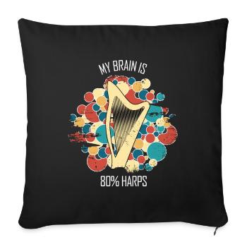 Harp Gift Musical Instrument Musician Plucking - Sofa pillowcase 17,3'' x 17,3'' (45 x 45 cm) - black - Front