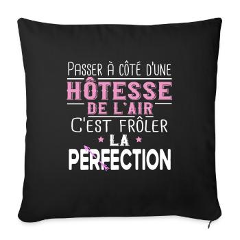 Hôtesse de l'air. Cadeau avion, Boing, vacances - Housse de coussin décorative 45 x 45 cm - noir - Devant