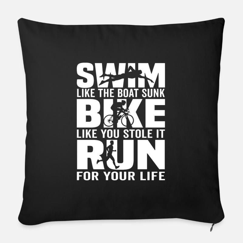 Triathlon Geschenk Triathlon Triathlon Triathlet - Sofakissenbezug 45 x 45 cm - Schwarz