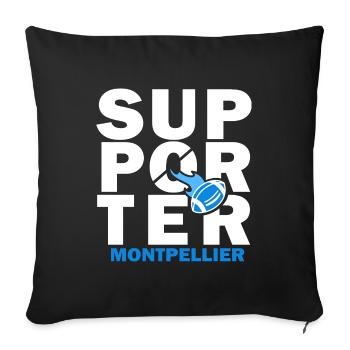 rugby montpellier fan supporter rugby - Housse de coussin décorative 45 x 45 cm - noir - Devant