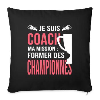 Coach entraineuse capitaine équipe sport - Housse de coussin décorative 45 x 45 cm - noir - Devant