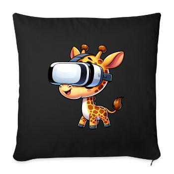 A Cool Giraffe with VR Headboard - Sofa pillowcase 17,3'' x 17,3'' (45 x 45 cm) - black - Front