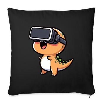 Dino T-Rex in VR Cartoon Virtual Reality - Sofa pillowcase 17,3'' x 17,3'' (45 x 45 cm) - black - Front