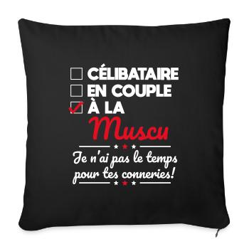 Musculation - Pas le temps pour tes conneries - Housse de coussin décorative 45 x 45 cm - noir - Devant