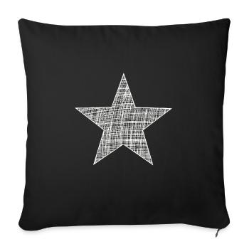 weißer Stern, white star - Sofakissenbezug 45 x 45 cm - Schwarz - Vorne