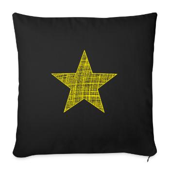 gelber Stern yellow star - Sofakissenbezug 45 x 45 cm - Schwarz - Vorne