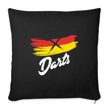 Dart Darthemd lustig Deutschlandfahne Dartpfeile - Sofakissenbezug 45 x 45 cm - Schwarz - Vorne