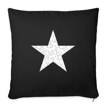 weißer Stern, white star - Sofakissenbezug 45 x 45 cm - Schwarz - Vorne