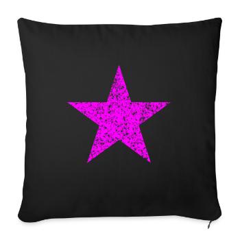 pinker Stern, pink star - Sofakissenbezug 45 x 45 cm - Schwarz - Vorne