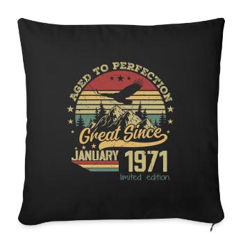 53 ans Vieilli à la Perfection né : janvier 1971 - Housse de coussin décorative 45 x 45 cm - noir - Devant