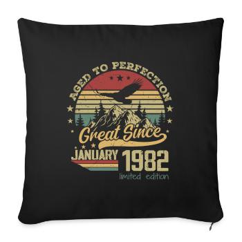 42 years old Aged to Perfection born: January 1982 - Sofa pillowcase 17,3'' x 17,3'' (45 x 45 cm) - black - Front