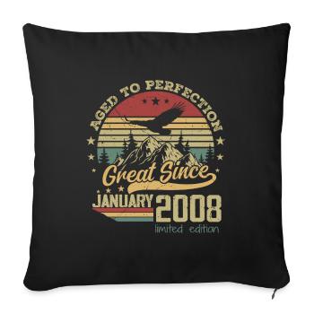 16 Year Old Aged to Perfection Born: January 2008 - Sofa pillowcase 17,3'' x 17,3'' (45 x 45 cm) - black - Front