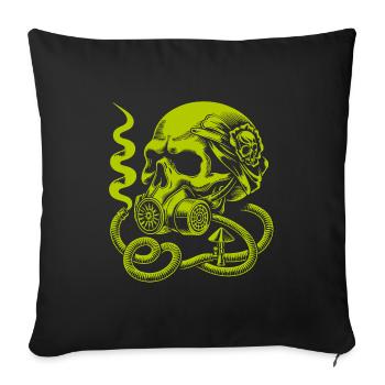 Whimsical Skull with Gas Mask - Sofa pillowcase 17,3'' x 17,3'' (45 x 45 cm) - black - Front