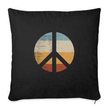 Retro Vintage Design Peace Sign Peace Sign - Sofa pillowcase 17,3'' x 17,3'' (45 x 45 cm) - black - Front