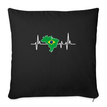 Heartbeat Design Brazilian Flag Brazil - Sofa pillowcase 17,3'' x 17,3'' (45 x 45 cm) - black - Front