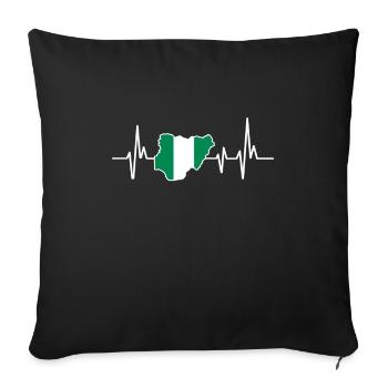 Heartbeat Design Nigerian Flag Nigeria - Sofa pillowcase 17,3'' x 17,3'' (45 x 45 cm) - black - Front