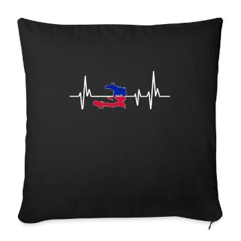 Heartbeat Design Drapeau Haïtien Haïti - Housse de coussin décorative 45 x 45 cm - noir - Devant