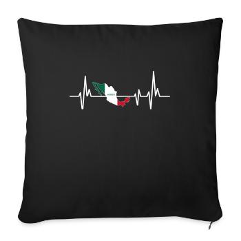 Heartbeat Design Mexican Flag Mexico - Sofa pillowcase 17,3'' x 17,3'' (45 x 45 cm) - black - Front