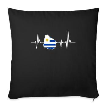 Heartbeat Design Uruguay Flag - Sofa pillowcase 17,3'' x 17,3'' (45 x 45 cm) - black - Front