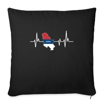 Heartbeat Design Drapeaux serbes Serbie - Housse de coussin décorative 45 x 45 cm - noir - Devant