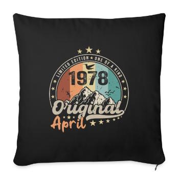 1978 Avril 1978 Anniversaire Avril 1978 Avril - Housse de coussin décorative 45 x 45 cm - noir - Devant