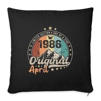 1986 Avril 1986 Anniversaire Avril 1986 Avril - Housse de coussin décorative 45 x 45 cm - noir - Devant