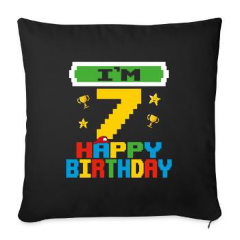 Seven 7yr 7th Birthday Happy Birthday 7 Years Old - Housse de coussin décorative 45 x 45 cm - noir - Devant