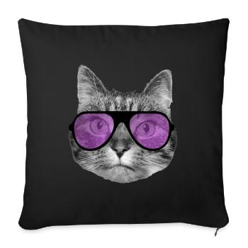 Cat wearing cool pink sunglasses - Sofa pillowcase 17,3'' x 17,3'' (45 x 45 cm) - black - Front