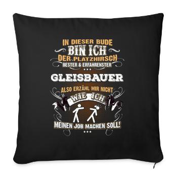 Edles Berufe-Shirt für den Gleisbauer - Sofakissenbezug 45 x 45 cm - Schwarz - Vorne
