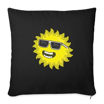 Soleil avec des lunettes de soleil - Housse de coussin décorative 45 x 45 cm - noir - Devant