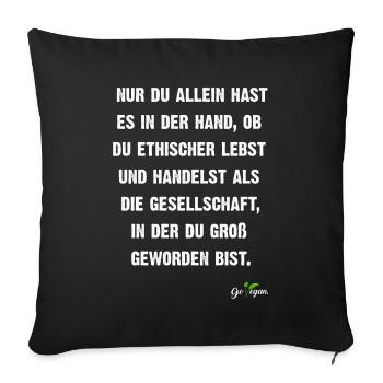 Chemises végétaliennes contre le bingo aux conneries anti-vegan - Housse de coussin décorative 45 x 45 cm - noir - Devant