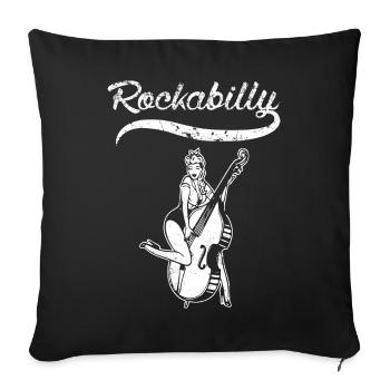 Rockabilly PinUp Kontrabass - Sofakissenbezug 45 x 45 cm - Schwarz - Vorne