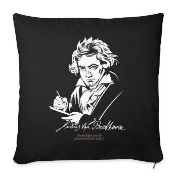 Beethoven portrait with signature - Sofa pillowcase 17,3'' x 17,3'' (45 x 45 cm) - black - Front