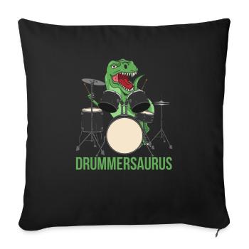 Batterie T-Rex dinosaure Drums Bâtons - Housse de coussin décorative 45 x 45 cm - noir - Devant