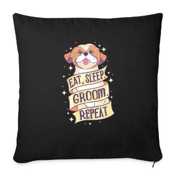 Dog Groomer Dogstyler Groomer Dog Grooming - Sofa pillowcase 17,3'' x 17,3'' (45 x 45 cm) - black - Front