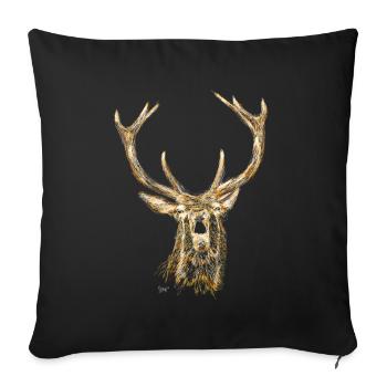 Bronko55 No.50 – Cerf rugissant - Housse de coussin décorative 45 x 45 cm - noir - Devant