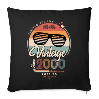 Vintage since 2000 - Housse de coussin décorative 45 x 45 cm - noir - Devant
