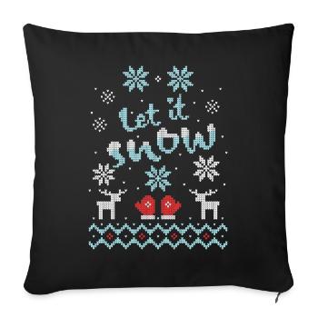 Let it Snow Ugly Christmas Sweater Snowflakes - Sofa pillowcase 17,3'' x 17,3'' (45 x 45 cm) - black - Front