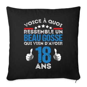 Voici à quoi ressemble un beau gosse anniv 18 ans - Housse de coussin décorative 45 x 45 cm - noir - Devant