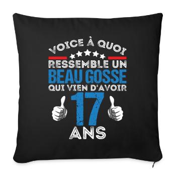 Voici à quoi ressemble un beau gosse anniv 17 ans - Housse de coussin décorative 45 x 45 cm - noir - Devant
