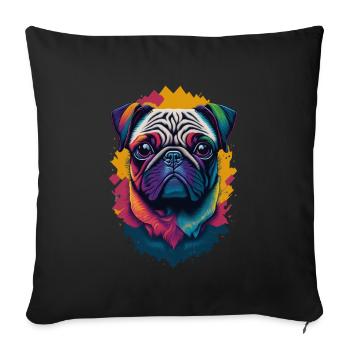Carlin chien couleur explosion chiens illustration - Housse de coussin décorative 45 x 45 cm - noir - Devant